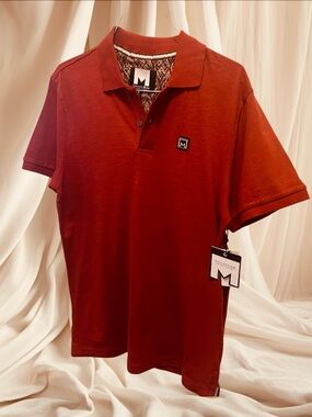 JM Collection Men’s Polo - Deep Rust